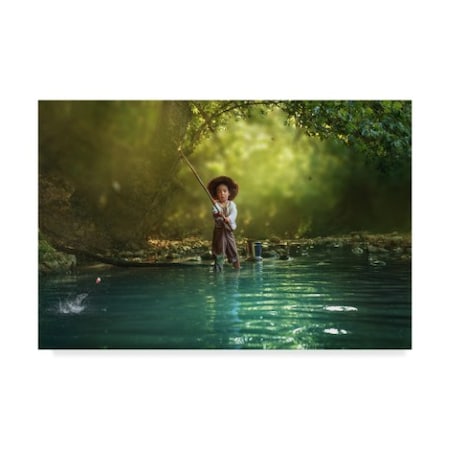 Evgeny Loza 'Fishing Children' Canvas Art,22x32